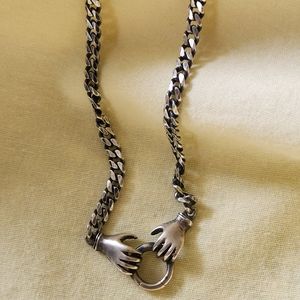Acanthus Fob Grip chain necklace sterling silver 18"